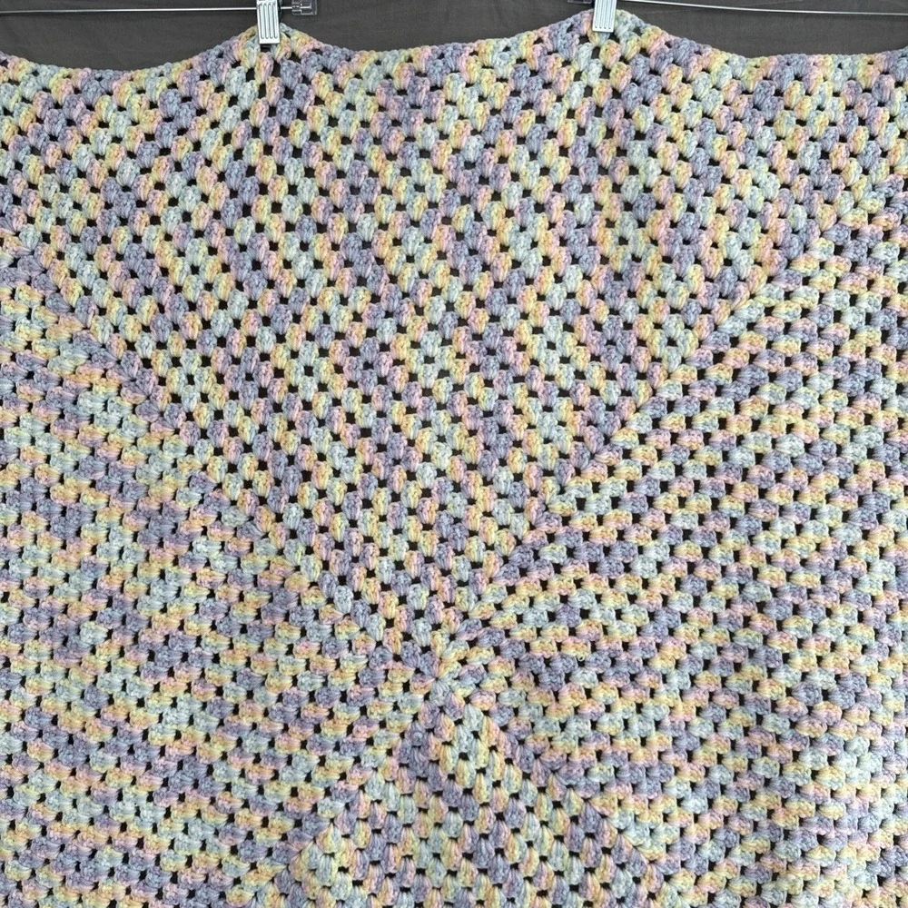 Handmade Crochet C2C Pastel Baby Afghan Blanket Soft Rainbow Sherbet 90s‎ 38x38